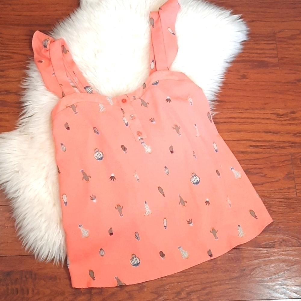 Torrid Peach Flutter Sleeve Succulent Tanktop Blouse - Picture 1 of 4